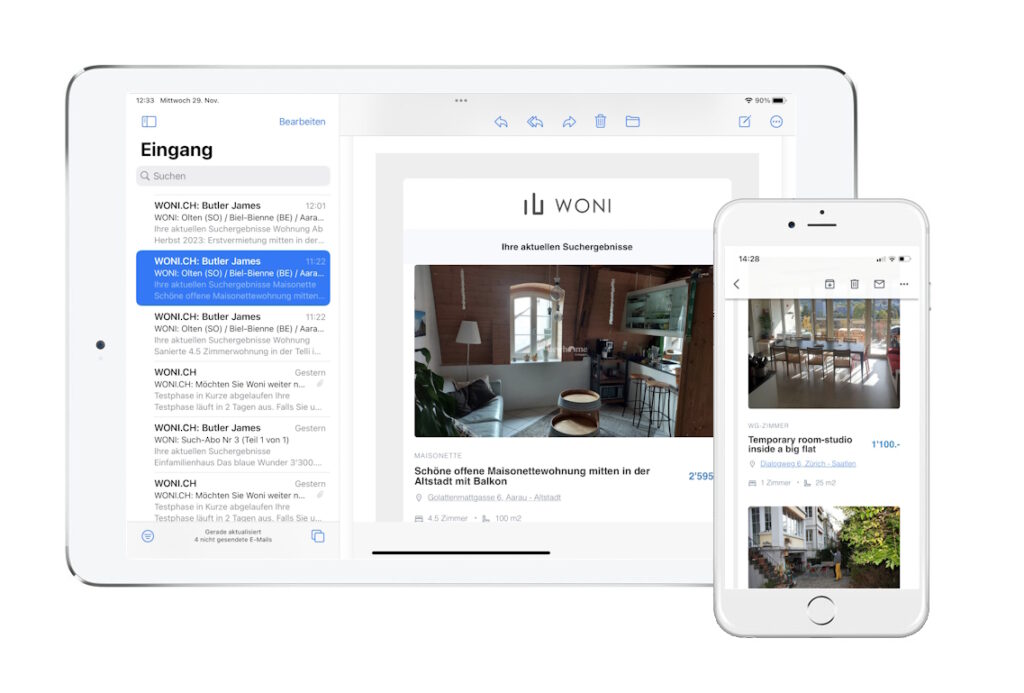 Предварительный просмотр писем с подпиской на поиск